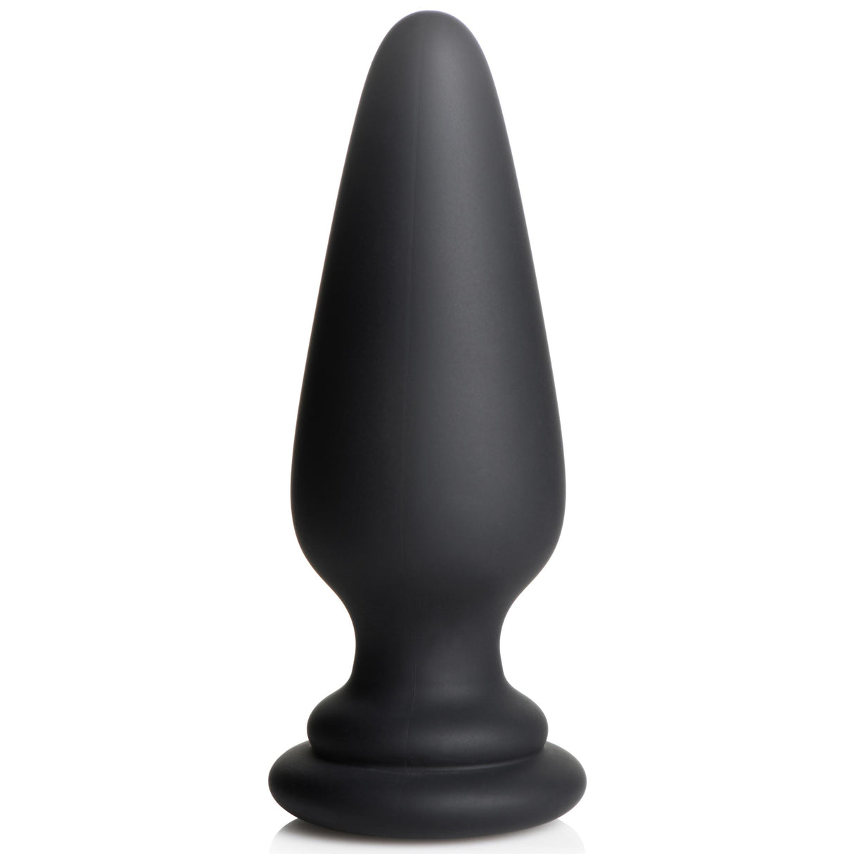 Tailz Interchangeable Silicone Anal Plug XL Black on a reflective surface.