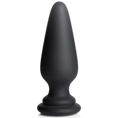 Tailz Interchangeable Silicone Anal Plug XL Black on a reflective surface.