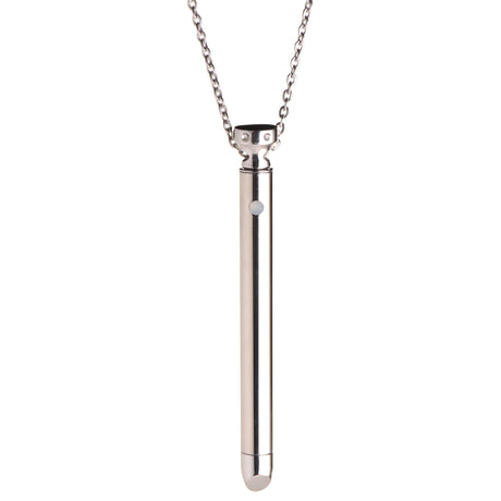 Charmed 7X Vibrating Necklace Silver featuring sleek design and powerful vibrations on a stylish chain.