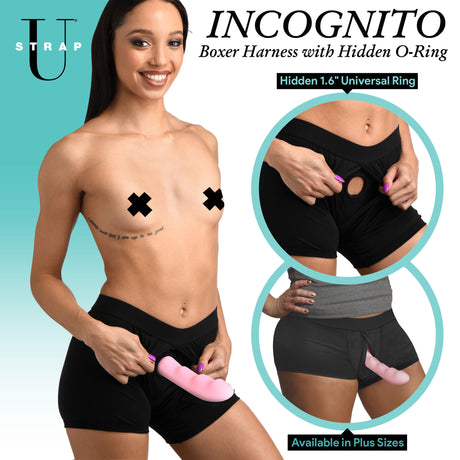 Incognito Boxer Harness with Hidden O-Ring L XL showcasing hidden O-ring functionality and comfort in plus sizes.