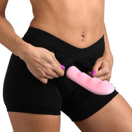 Incognito Boxer Harness with Hidden O-Ring L XL being worn under black boxers for discreet confidence and comfort.