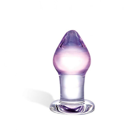 Glas Amethyst Rain Beaded Glass Butt Plug - artisan-crafted, hand-blown glass anal toy with a flared base for secure use.