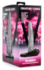 The Gargoyle Rock Hard Silicone Dildo Silver packaging featuring its textured design and bold branding.