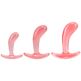 Crystal Jellies Curved Anal Trainer Set Pink in three sizes for comfortable anal training.