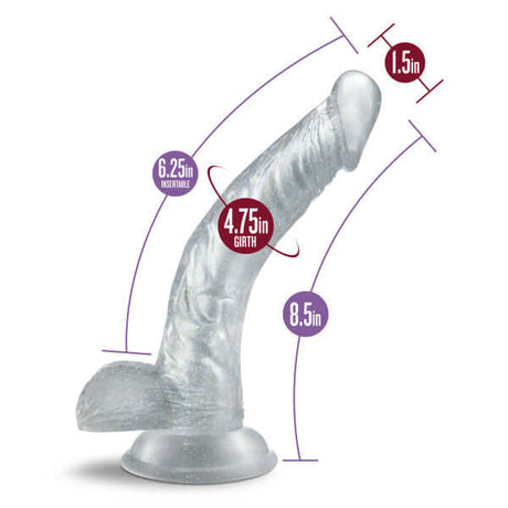 Clear 7-inch realistic dildo with suction cup base and detailed measurements for enhanced stimulation.