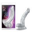 B Yours Sweet N Hard 7 inches clear realistic dildo on packaging showcasing its soft feel and suction cup base.
