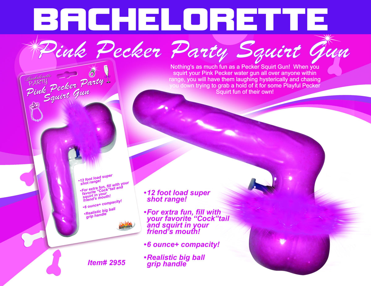 Pink Pecker Party Squirt Gun Bachelorette Novelty in vibrant pink, ideal for bachelorette parties and fun water fights.