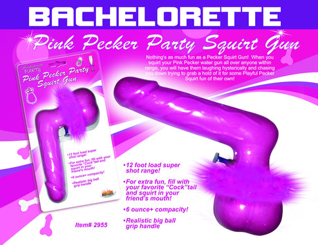 Pink Pecker Party Squirt Gun Bachelorette Novelty in vibrant pink, ideal for bachelorette parties and fun water fights.