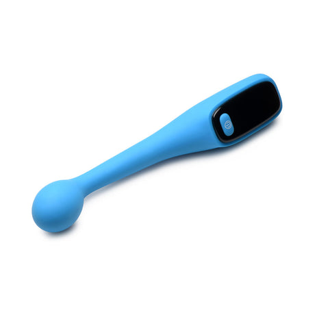 BANG! Digital Silicone Vibrator in blue, designed for G-spot stimulation with an LED display for modes and battery life.