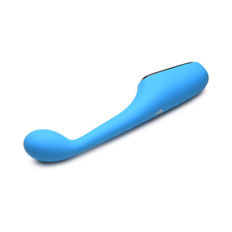 BANG! Digital Silicone Vibrator in blue, designed for G-spot stimulation with LED mode and battery display.