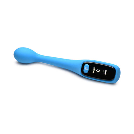 BANG! Digital Silicone Vibrator in blue with LED screen for mode and battery life, ideal for G-spot stimulation.