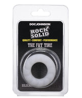 Rock Solid Fat Tire Silicone Cock Ring Translucent packaging showing quality and design features.
