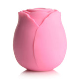 Bloomgasm 10X Wild Rose Silicone Suction Clit Stimulator in pink, shaped like a rose, designed for intimate pleasure.