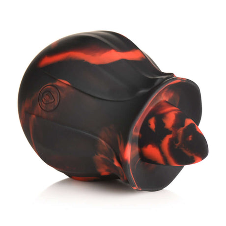 Bloomgasm Black Kiss Rimming Rose in black and red silicone, ideal for intimate pleasure and teasing.
