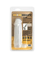 Boneyard Meaty 3X Stretch Silicone Penis Extender Clear packaging featuring a soft silicone extender.