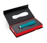 Sensuelle Skye Velvet Touch Vibe Emerald Green in packaging with another silicone vibe.