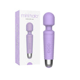Viben Mini Halo Lilac Rechargeable Wand Massager in packaging, showcasing its compact design and features.