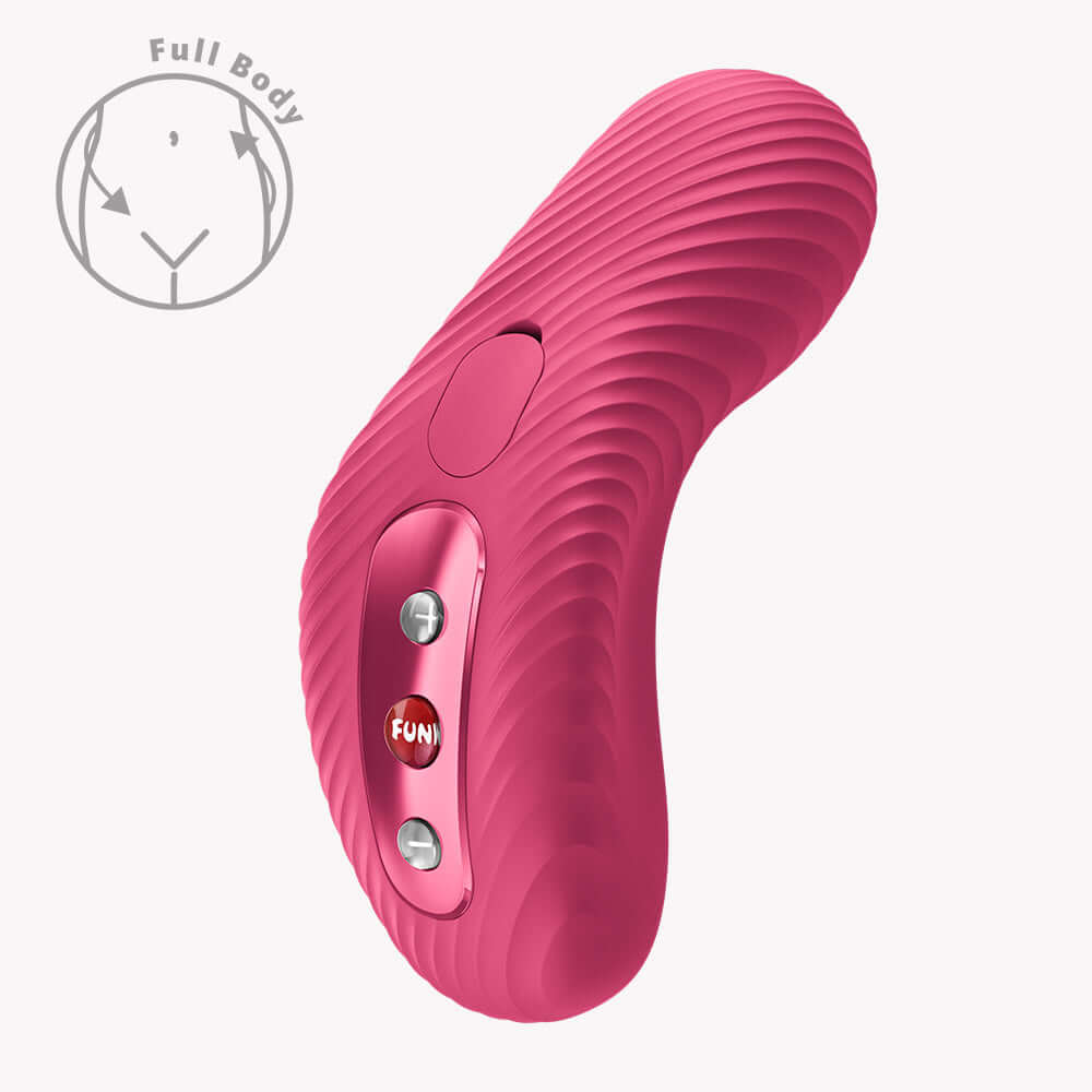 Fun Factory Laya III Lay-on Vibrator Magenta with ergonomic design for sensual clitoral stimulation.