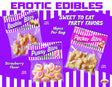 Boobie Bites Strawberry Flavored Candy Chews packaged with Pussy Bites and Pecker Bites for party favors.