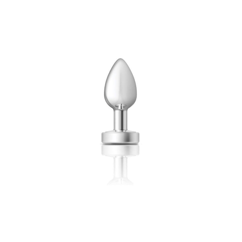 Cheeky Charms Round Teal Small Gunmetal Butt Plug, sleek and body safe anal plug with teardrop shape.