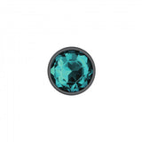 Cheeky Charms Round Teal Small Gunmetal Butt Plug's sparkling round acrylic gemstone in teal.