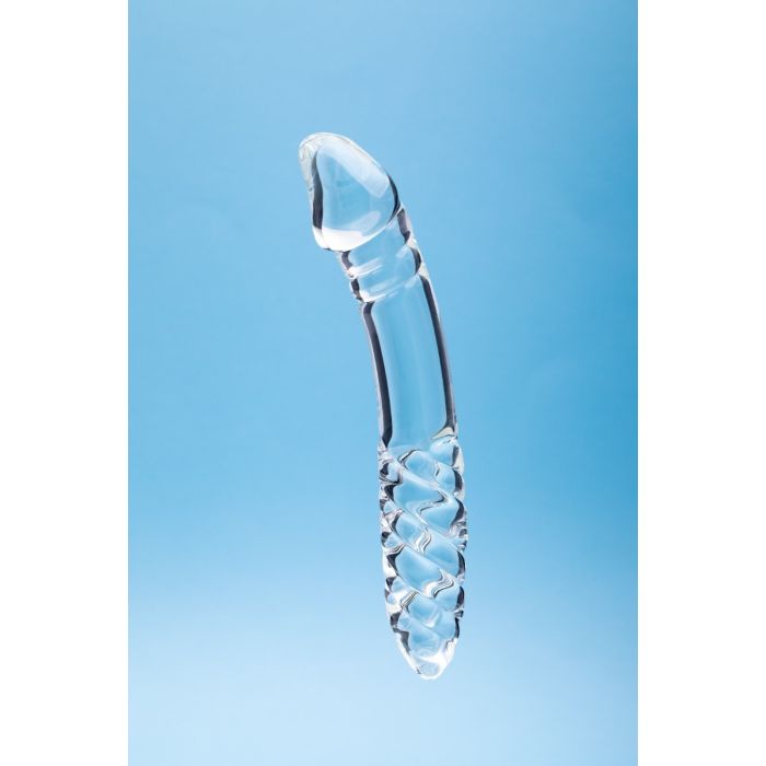 Clarity Glass Dildo Celestial Desire, a handcrafted 7.4-inch double-ended glass dildo for luxurious pleasure.