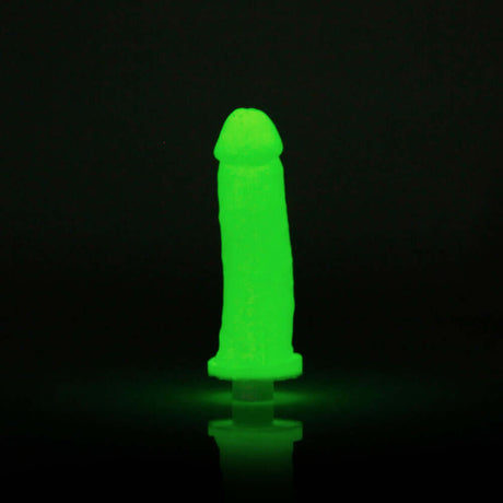 Glow-in-the-dark silicone dildo replica from Clone-A-Willy DIY kit, featuring lifelike details.
