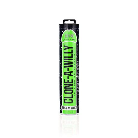 Clone-A-Willy DIY vibrating dildo kit packaging, glow-in-the-dark, easy to make homemade silicone replica.