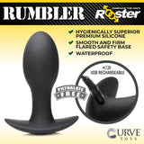 Rooster Rumbler Vibrating Silicone Butt Plug Medium with hypoallergenic silicone, waterproof, and USB rechargeable features.