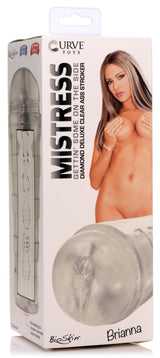 Mistress Brianna Diamond Deluxe Ass Stroker Clear product packaging showing features and design details.