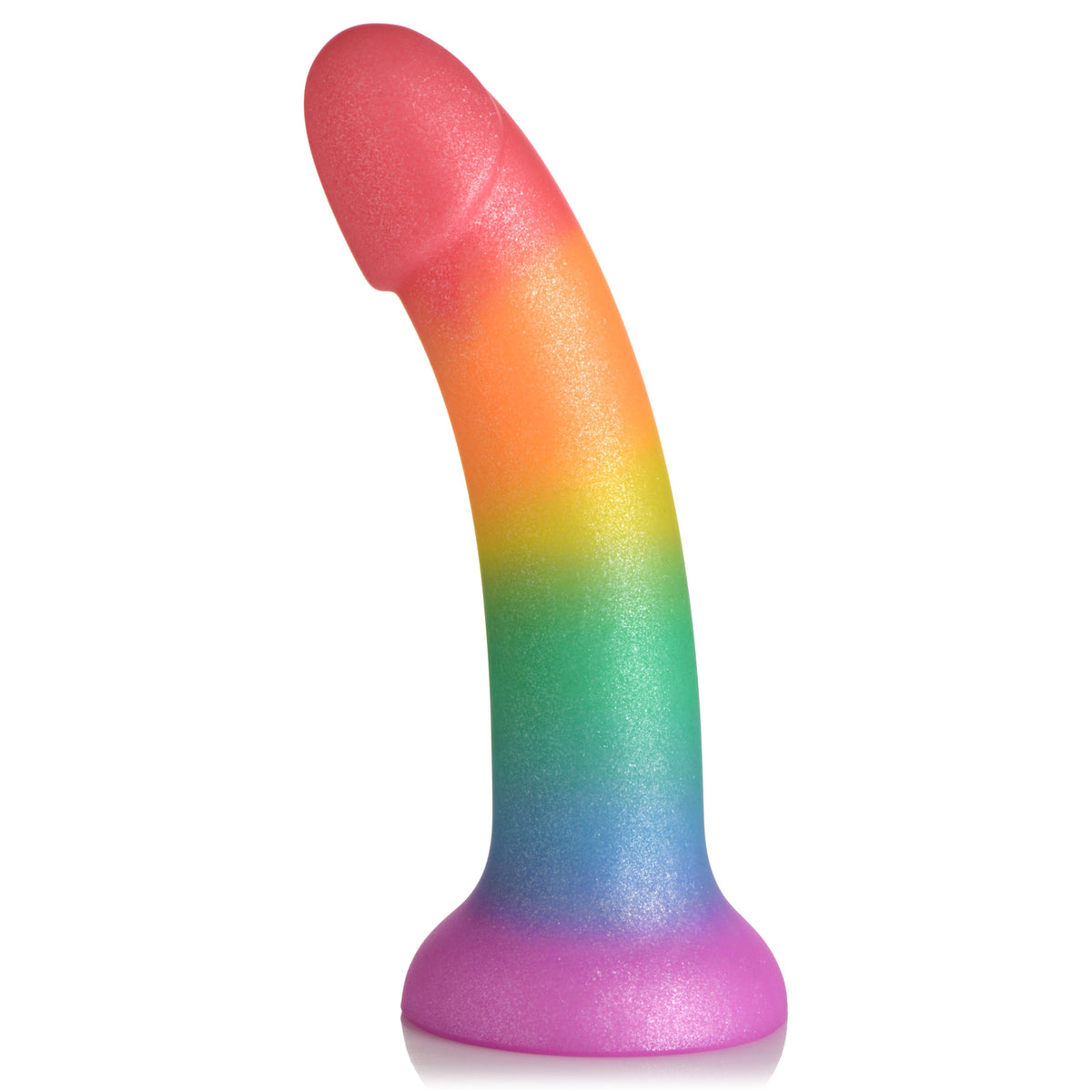 Simply Sweet 6.9 Inch Phallic Rainbow Silicone Dildo in vibrant rainbow colors with smooth finish