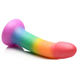 Simply Sweet 6.9 Inch Phallic Rainbow Silicone Dildo with smooth, colorful finish for playful pleasure.