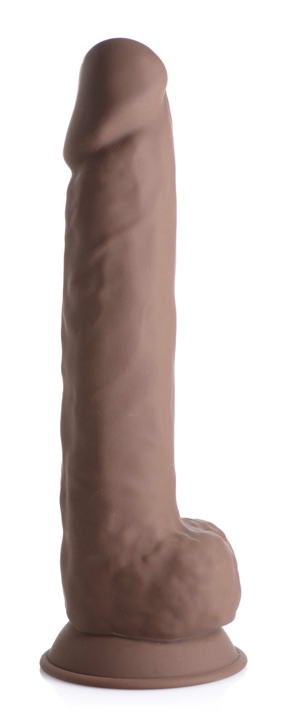 Silexpan Dark Silicone Dildo with Balls 10 Inch features lifelike design and strong suction cup base.