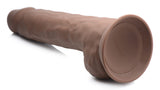 Silexpan Dark Silicone Dildo with Balls 10 Inch, realistic design, strong suction cup base, premium body-safe silicone.
