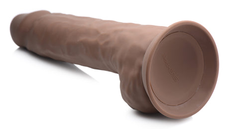 Silexpan Dark Silicone Dildo with Balls 10 Inch, realistic design, strong suction cup base, premium body-safe silicone.