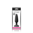 Colours Pleasures Small Silicone Butt Plug Black in packaging, ideal for beginners exploring anal play.