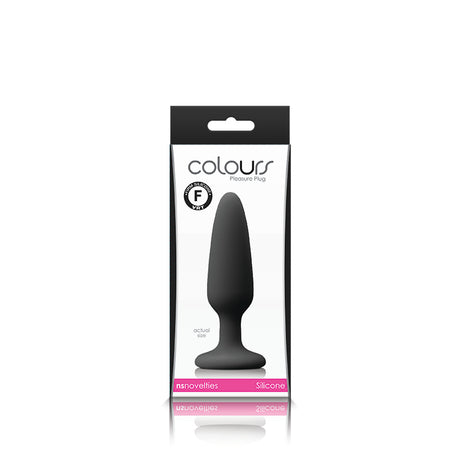 Colours Pleasures Small Silicone Butt Plug Black in packaging, ideal for beginners exploring anal play.