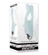 Evolved Couples Therapy Silicone Vibrator Green packaging showcasing its unique design and features.