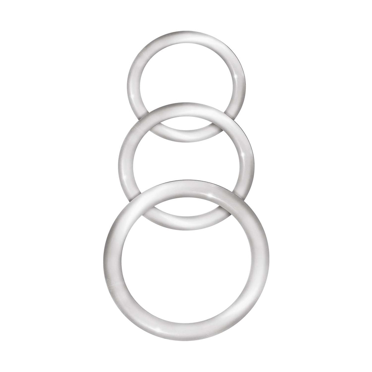Enhancer Silicone Cock Rings Set Clear featuring three graduated durable rings for a firmer erection.