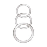 Enhancer Silicone Cock Rings Set Clear featuring three graduated durable rings for a firmer erection.