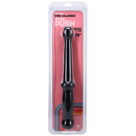 Doc Johnson Anal Push Flexible Anal Probe Black in packaging, designed for comfortable backdoor exploration.