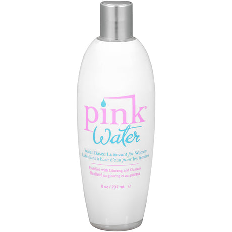 Pink Water Based Lubricant for Women 8 Oz bottle, water-based formula for intimate comfort.