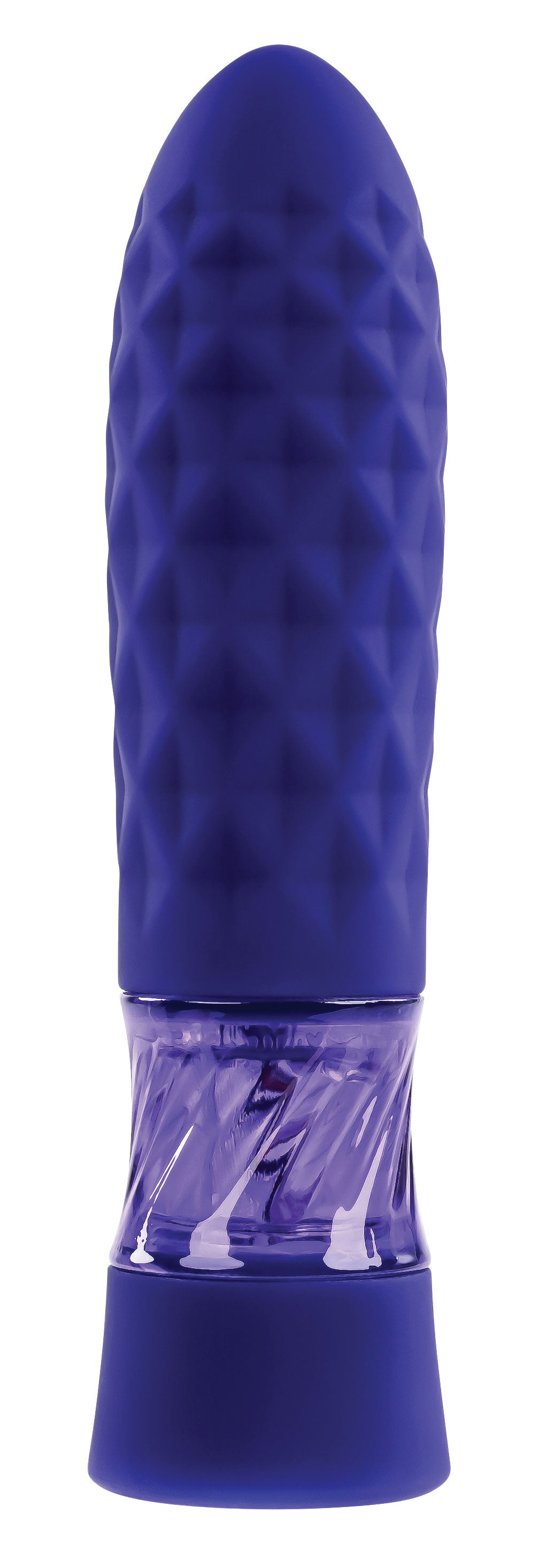 Evolved Raver Light-Up Vibrating Bullet Purple, textured design with multi-color LED lights for enhanced pleasure.