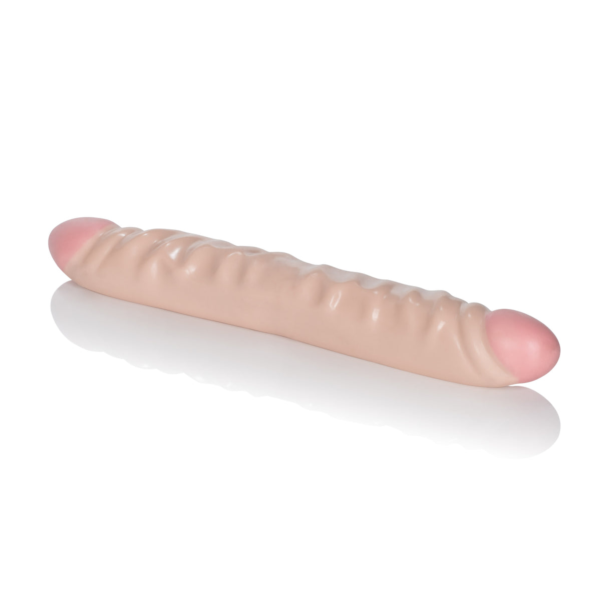 CalExotics Ivory Duo 12 Inch Veined Double Dong showcasing its lifelike design and features.