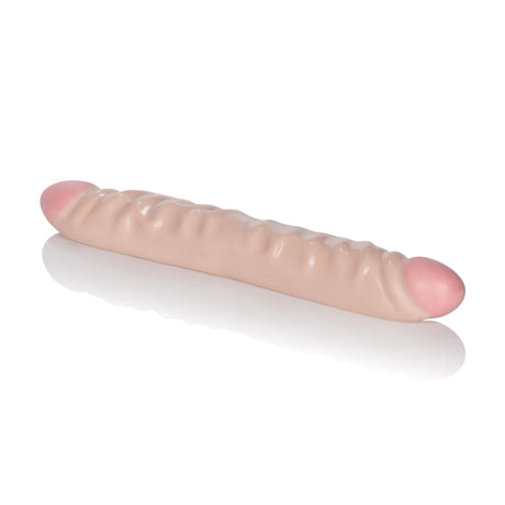 CalExotics Ivory Duo 12 Inch Veined Double Dong showcasing its lifelike design and features.