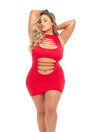 Pink Lipstick Can't Commit Mini Dress Queen Size Red featuring strategic cut-outs for a flattering look.
