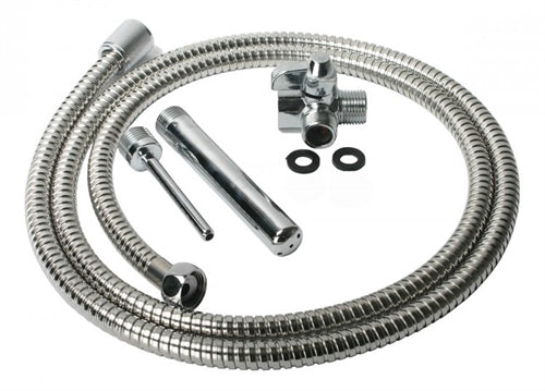 CleanStream Metal Deluxe Shower Enema System kit including nozzles and hose for easy shower installation.