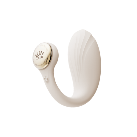 ZALO Deya Wearable Smart Dual Vibrator with App Control in elegant design with gold button.