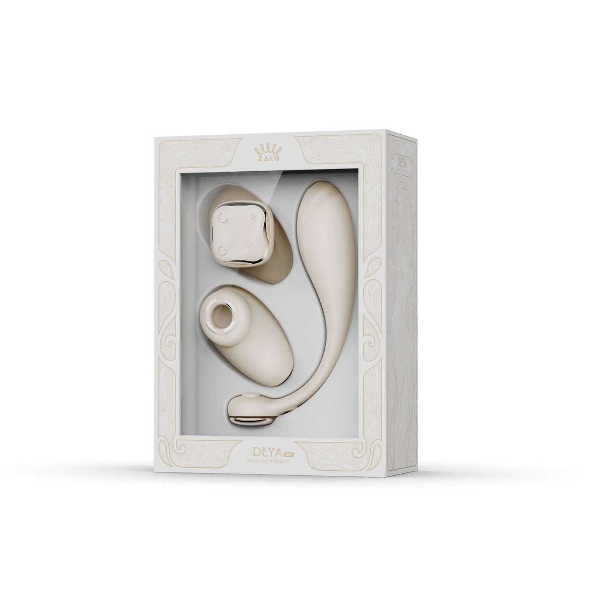 ZALO Deya Wearable Smart Dual Vibrator with App Control in elegant packaging.