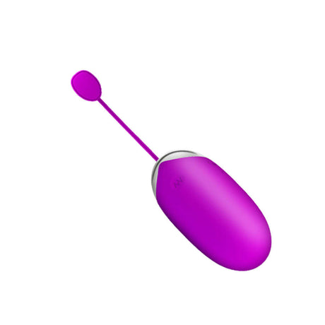 Pretty Love Abner App Controlled Vibrating Egg Purple on a white background with a tapered tip for pinpoint stimulation.